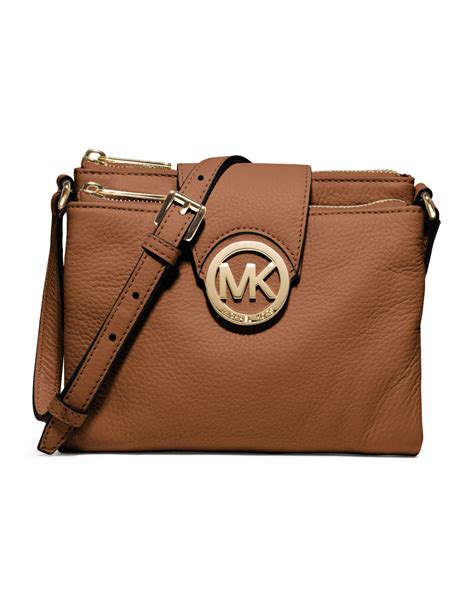 Michael Kors Large Fulton Pebbled Crossbody in Luggage